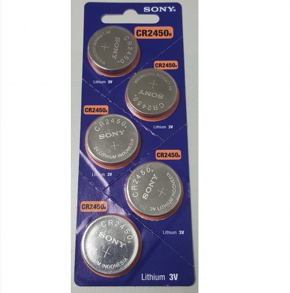 Sony CR2450 Lithium Coin Battery 5-pc Pack