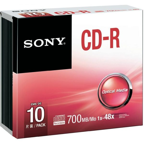 Sony CD-R Blank Disc 10pcs with Slim Case 700MB Recording Media