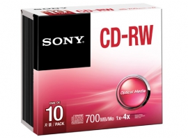 Sony CD-RW Blank Disc 10pcs with Slim Case 700MB Recording Media