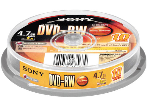 Sony DVD-RW 4.7GB 2X Recording Media 10pcs
