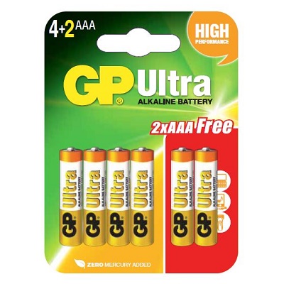 GP AAA size Ultra Alkaline Battery 4+2 PCS Pack