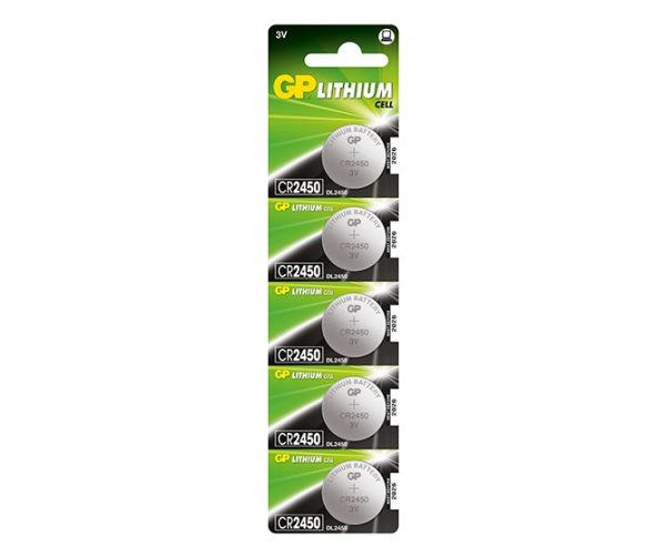 GP CR2450 Lithium Cell Battery 5-pc Pack